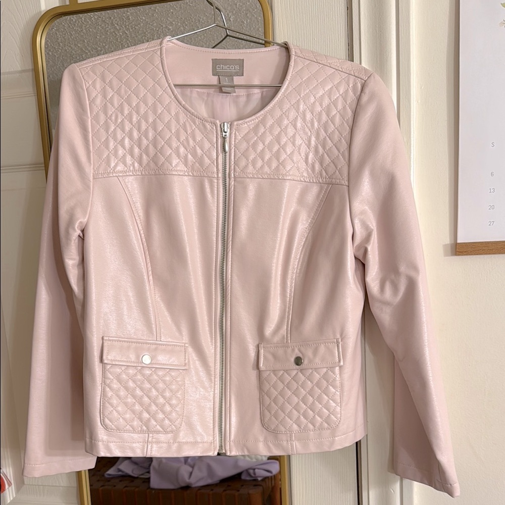 Chico’s | Light Pink Faux-Leather Jacket